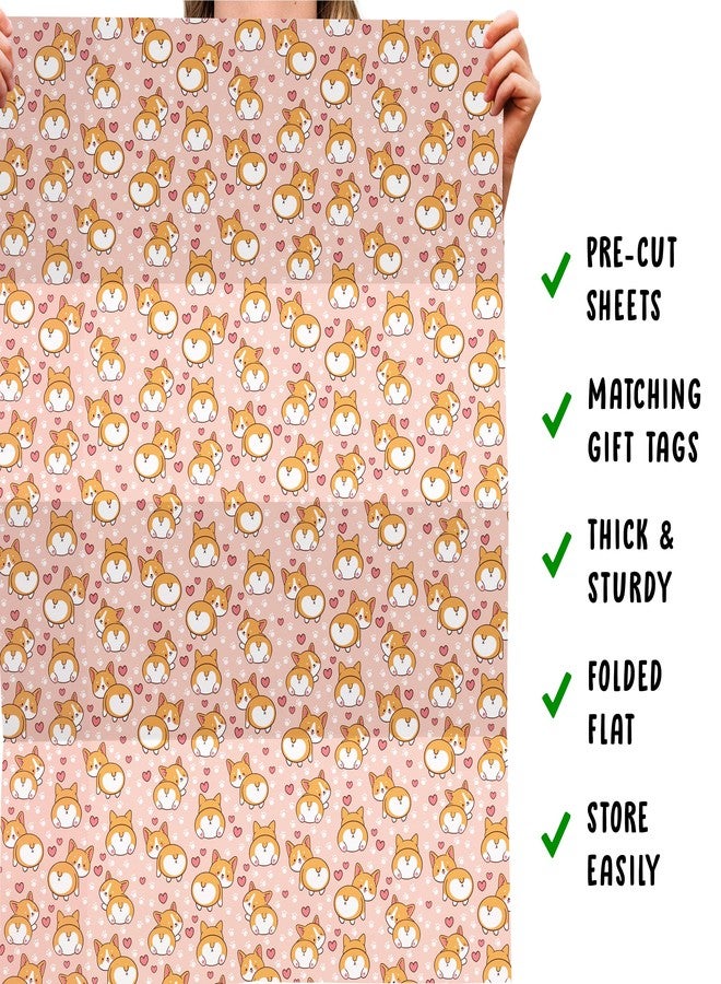 سنترال 23 سنترال ٢٣ - ورق تغليف للأطفال - أوراق تغليف هدايا لها - كلاب كورجي لطيفة وقلوب - كلب - ورق تغليف هدايا عيد ميلاد - قابل لإعادة التدوير - Image 5